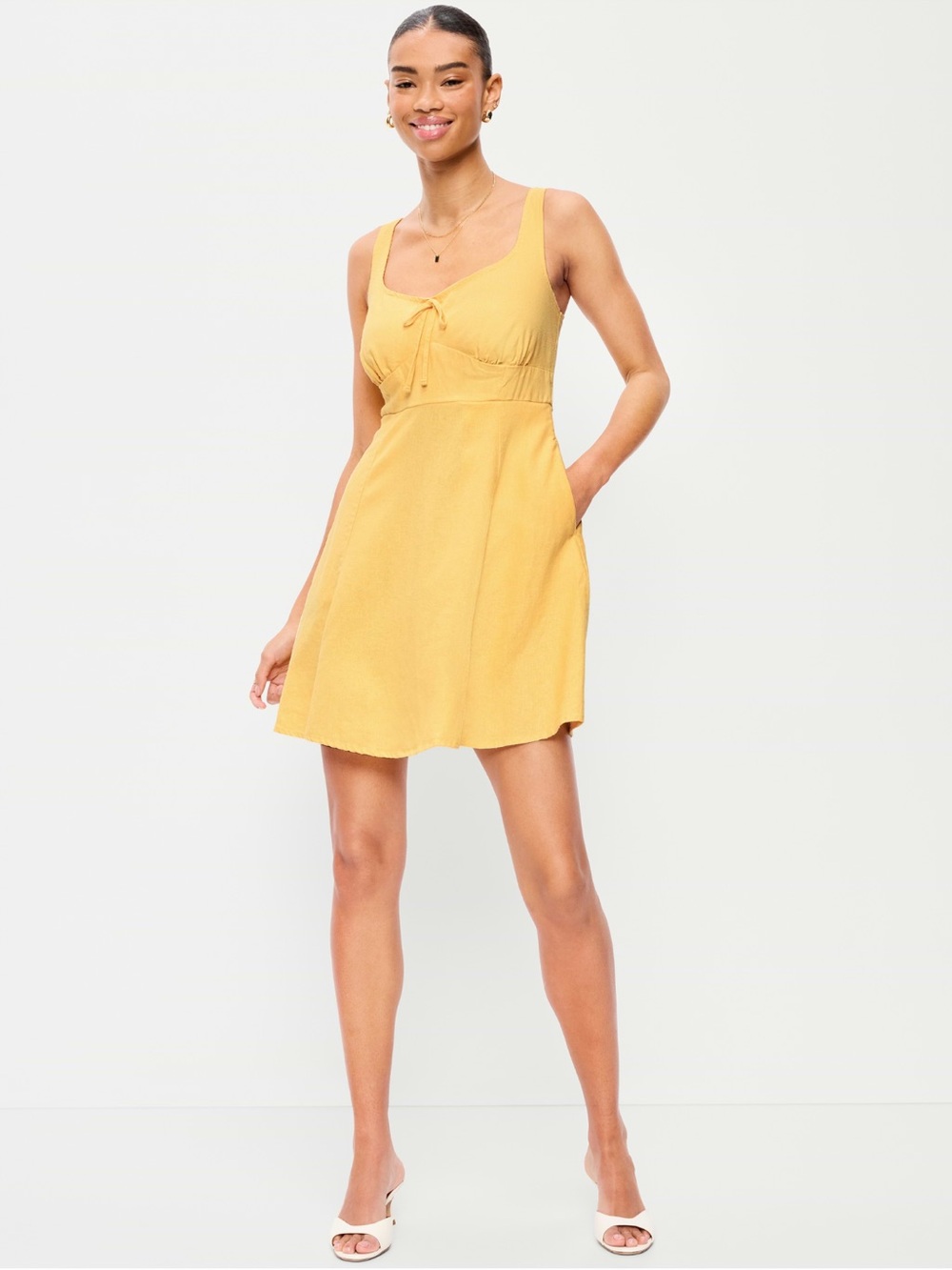Old Navy Yellow Fit and Flare Linen Mini Dress